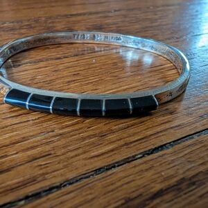 Sterling Silver and black Stone Bracelet